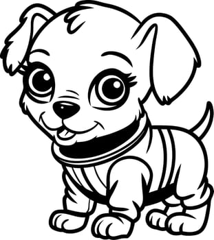 Cute Puppy Illustration for Children's Coloring Books and Tattoos vector