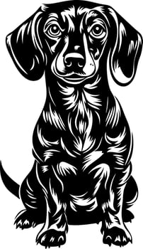 Dachshund Dog Illustration Black and White Design for Tattoos and Art Projects vector