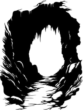 Dark Mysterious Cavern Silhouette for Creative Design Projects vector