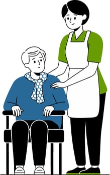 Elderly Caregiving Support Illustration for Healthcare and Assistance vector