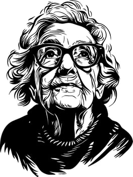 Elderly Woman Black and White Portrait for Art and Design Projects vector