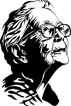 Elderly Woman Art Senior Portrait Illustration for Design Projects vector