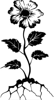 Elegant Black Floral Silhouette with Roots Design for Art and Decor vector