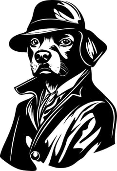 Elegant Dog in Vintage Suit and Hat Illustration vector