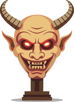 Evil Demon Head Illustration for Halloween and Fantasy Designs vector