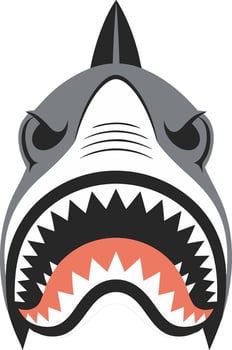 Ferocious Shark Face Art Design for Tattoos and Graphics vector