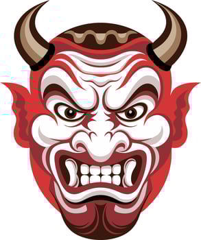 Fierce Japanese Oni Demon Mask Graphic for Tattoo and Art Designs vector