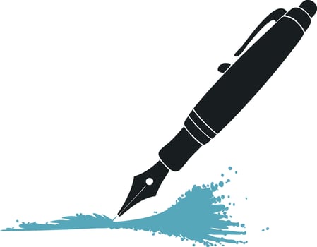 Fountain Pen Illustration with Ink Splash Symbolizing Creativity and Writing vector