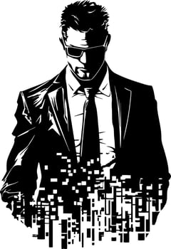 Futuristic Secret Agent Silhouette in Digital Style for Graphic Design and Tech Projects vector