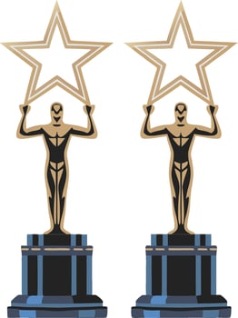 Gold Star Trophy Award Illustration for Achievement Recognition vector