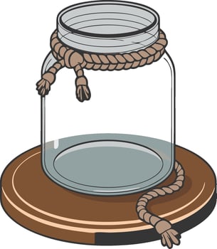 Glass Jar with Rope Detail on Wooden Base Illustration vector