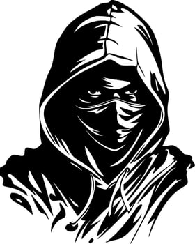 Hooded Mysterious Figure Art for Tattoos and Design Projects vector