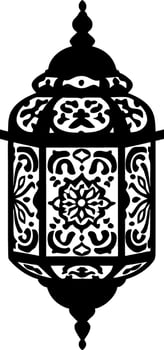 Intricate Black Moroccan Lantern Silhouette Decorative vector