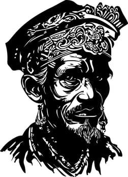 Intricate Tribal Elder Portrait Art for Design and Tattoo Inspirations vector
