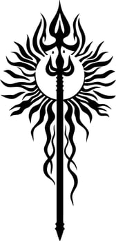 Intricate Trident and Sunburst Tattoo Design vector