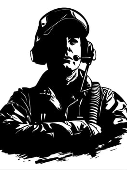 Military Pilot Silhouette Art for Posters and Tattoo Designs vector