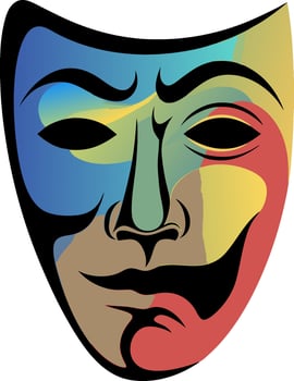 Multicolored Abstract Theater Mask for Artistic Design and Decor vector