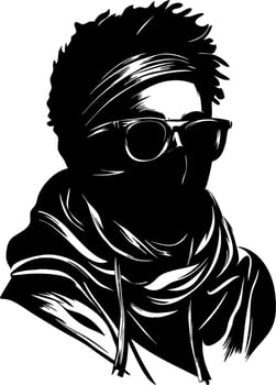Mysterious Figure in Bandana and Sunglasses Art for Design Projects vector