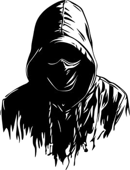 Mysterious Hooded Figure Art for Graphic Design and Tattoo Inspiration vector
