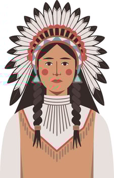 Native American Woman in Traditional Headdress Illustration vector