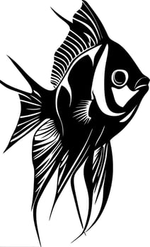 Ornate Angelfish Silhouette Illustration for Tattoo or Art Design vector