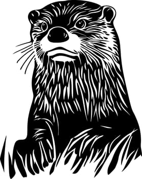 Otter Silhouette Art Wildlife Illustration for Tattoos and Design vector