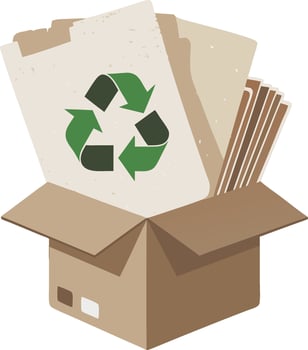 Recycling Symbol on Cardboard Box with Papers for Eco-Friendly Concept Art vector