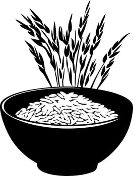Rice Bowl with Wheat Illustration for Agriculture and Food Uses vector