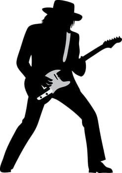 Silhouette Electric Guitarist Musician for Concert Posters and Creative Design vector