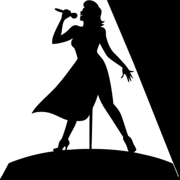 Silhouette Female Singer on Stage Singing Live Performance Art vector