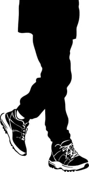 Silhouette of Casual Male in Sneakers with Crossed Legs vector