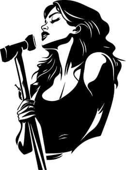 Silhouette Woman Singing with Microphone Art for Music Posters and T-Shirts vector