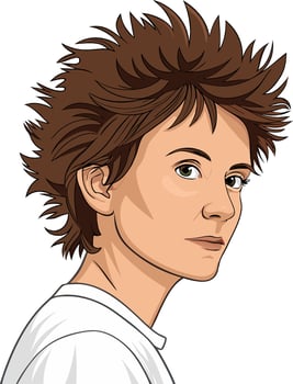 Spiky Haired Young Adult Portrait Illustration Art vector