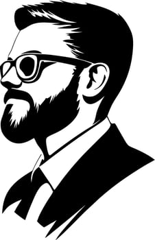 Stylish Bearded Man with Glasses Side Profile Illustration vector