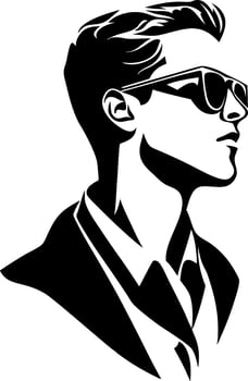 Stylish Retro Man Silhouette with Sunglasses Illustration vector