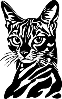 Stylized Cat Illustration Detailed Art for Tattoos and Designs vector