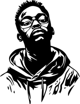 Stylized Portrait of Young Man in Glasses Hoodie Art vector