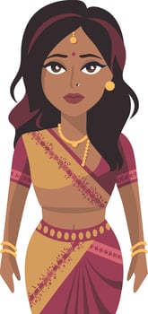 Traditional Indian Woman in Sari Illustration for Cultural Designs vector