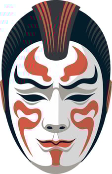 Traditional Japanese Kabuki Mask Art for Cultural Design and Decoration vector