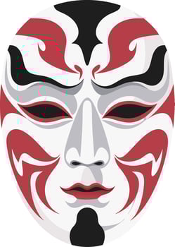 Traditional Japanese Kabuki Mask Art for Cultural Design Projects vector