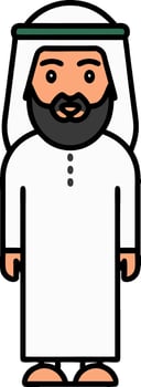 Traditional Middle Eastern Man Illustration in White Thobe for Design and Education vector
