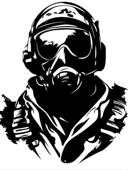 Illustration of Tactical Gas Mask Soldier for Military and Survival Designs vector