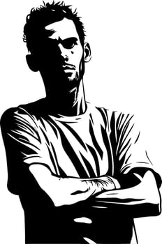 Portrait Confident Male Silhouette Art Black and White Design vector