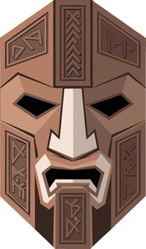 Viking Warrior Helmet Art with Norse Runes vector