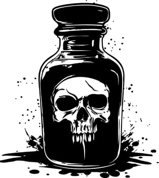 Vintage Apothecary Poison Bottle with Skull Illustration for Tattoo or Graphic Design vector