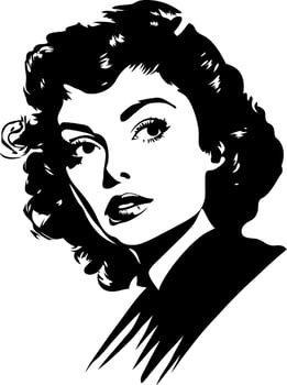 Vintage Glamour Woman Portrait Art for Retro Design and Decor vector
