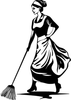 Vintage Maid Silhouette Illustration for Retro Design and Decor vector