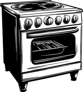 Vintage Stove Illustration for Kitchen Decor and Culinary Designs vector