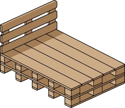 Wooden Pallet Bed Illustration for DIY Furniture Projects vector