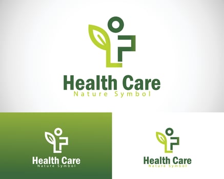 health nature logo creative plus design concept leave health herbal sign symbol vector